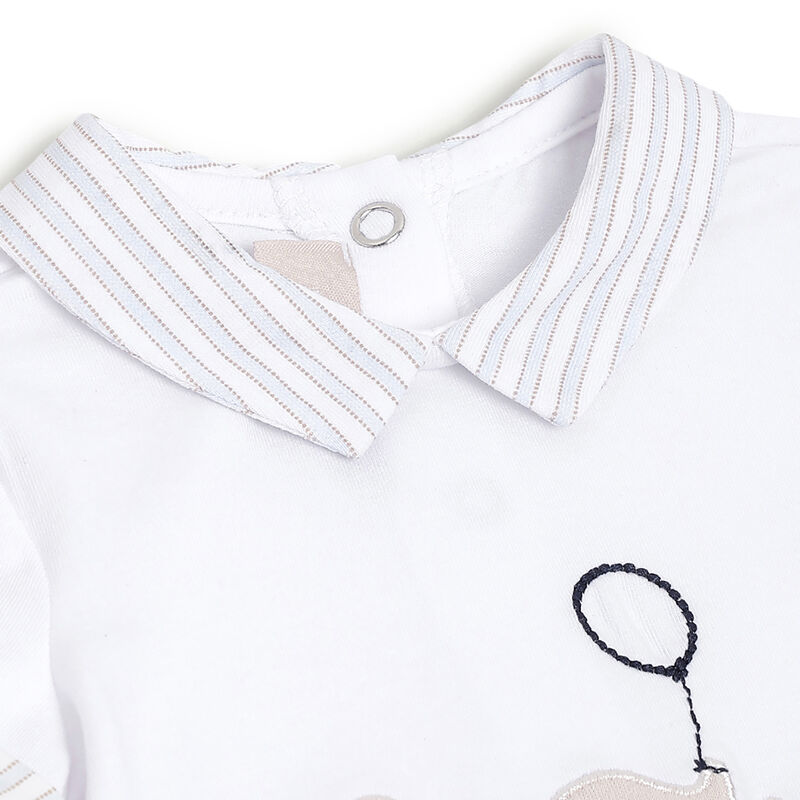 Boys White and Blue Polo with Short Pants image number 4
